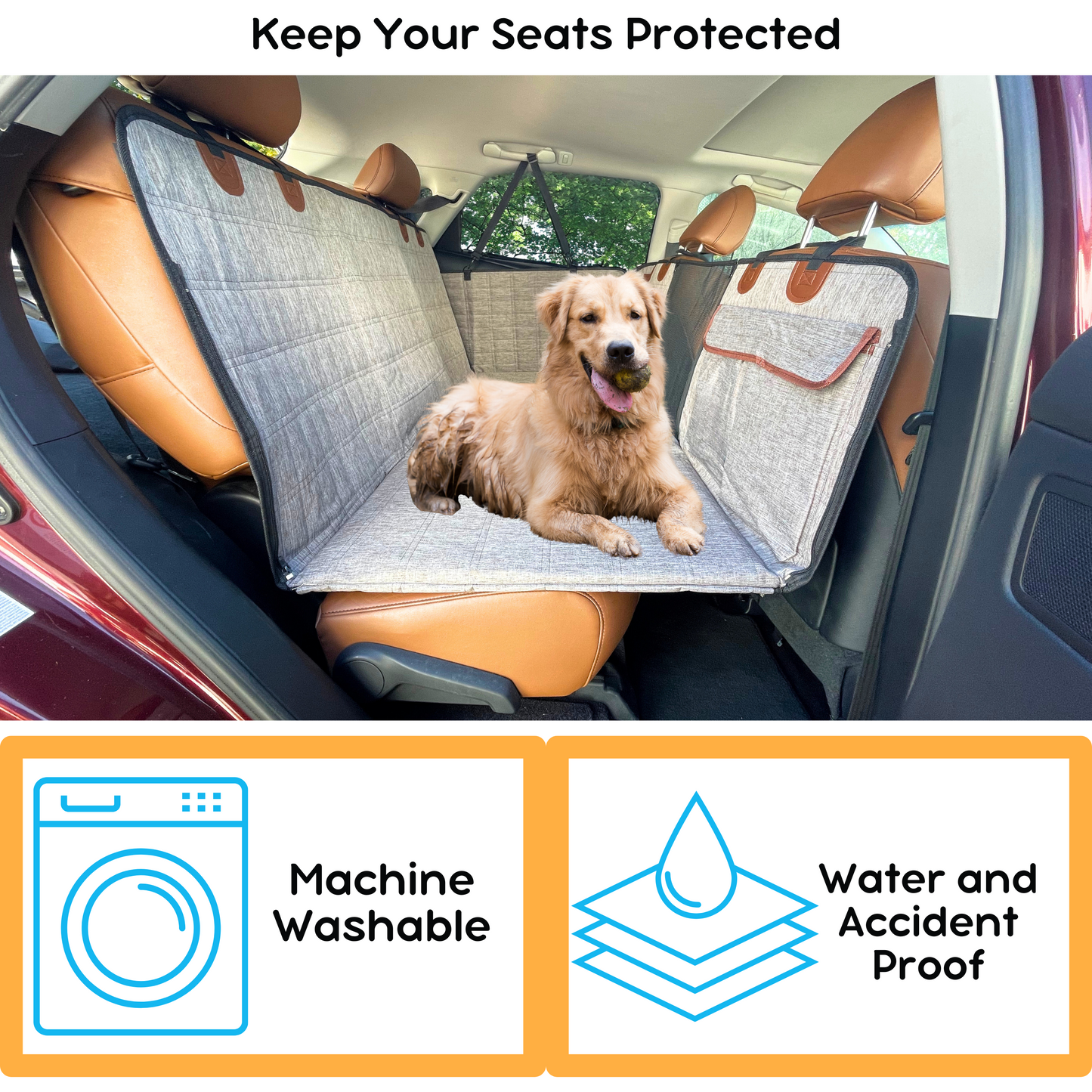 Backseat Extender for Dogs - Grey with Door Covers