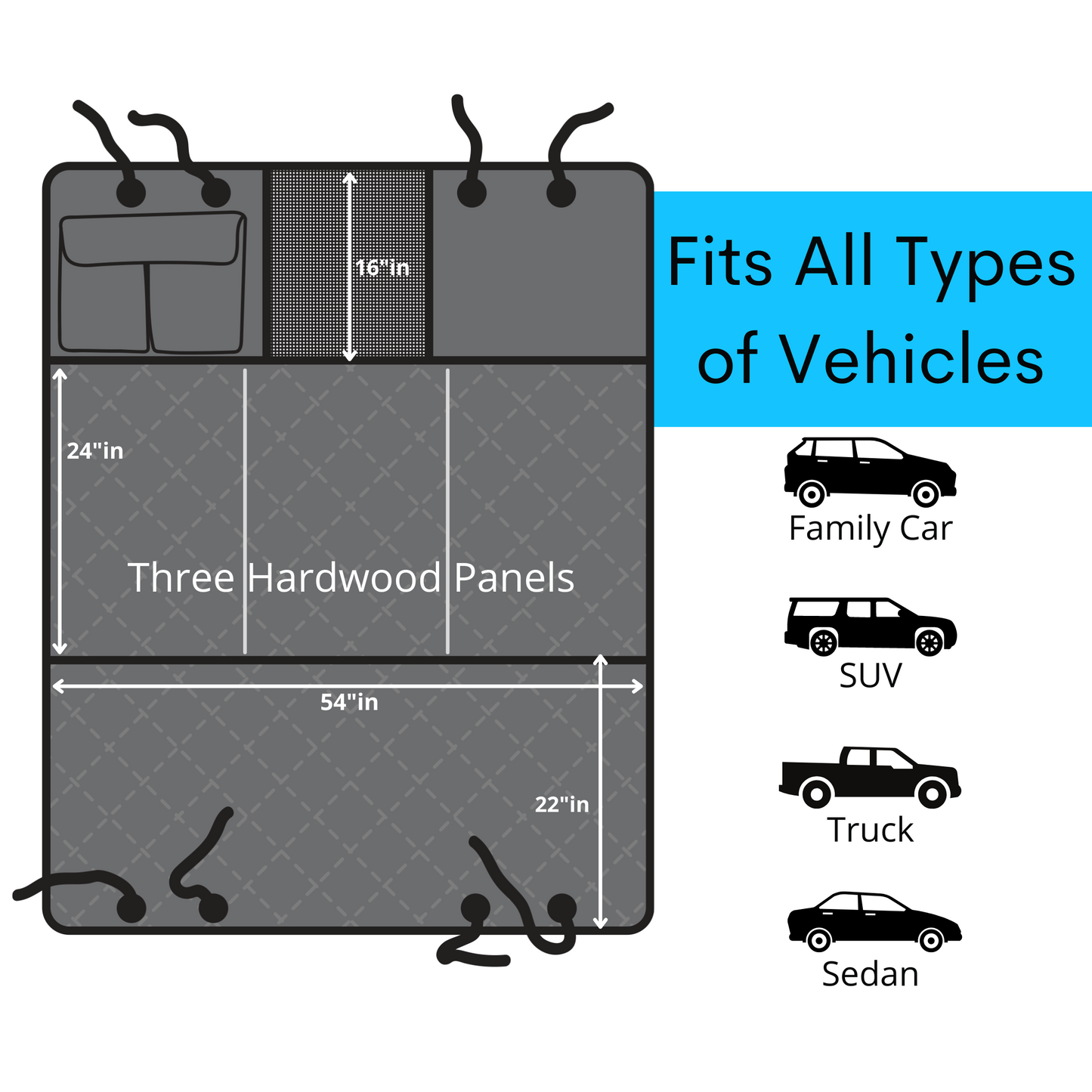 Backseat Extender for Dogs - Standard Black - No Door Covers