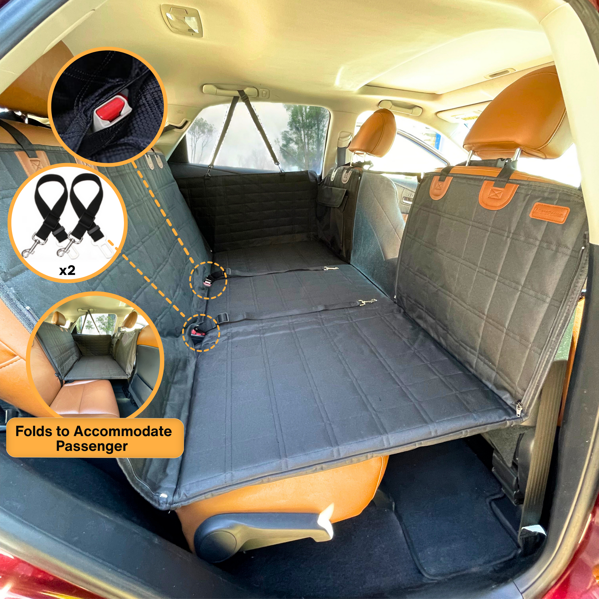 Backseat Extender for Dogs - Black with Door Covers
