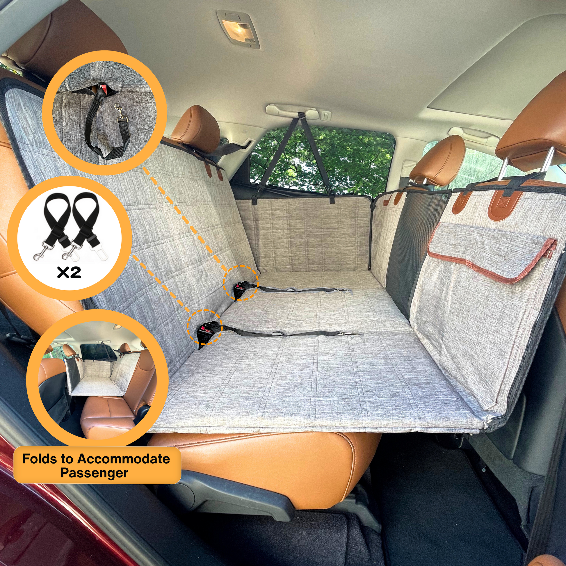  Backseat Extender For Dogs - Waterproof Back Seat