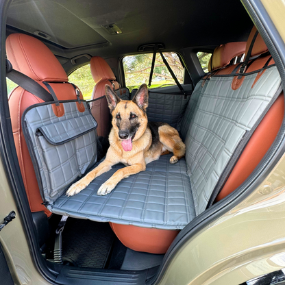 Leather Backseat Extender for Dogs - Grey with Door Covers