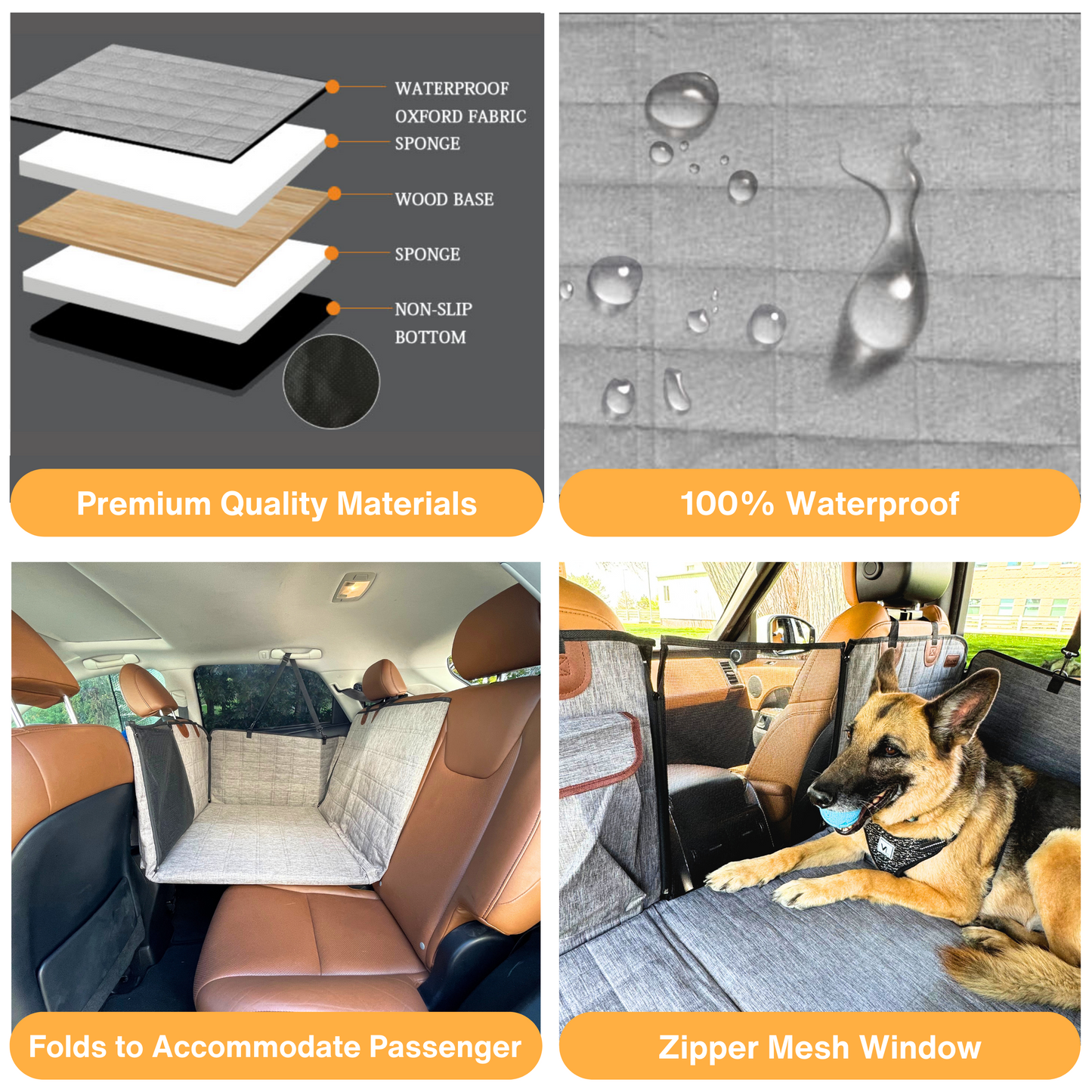 Backseat Extender for Dogs - Grey with Door Covers