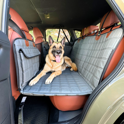 Leather Backseat Extender for Dogs - Grey with Door Covers