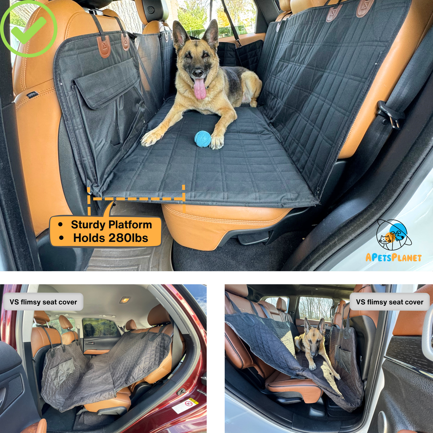 Backseat Extender for Dogs - Black with Door Covers