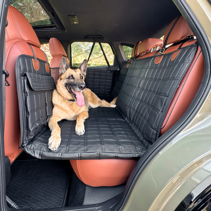 Leather Backseat Extender for Dogs - Black with Door Covers