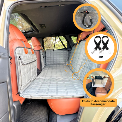 Leather Backseat Extender for Dogs - Grey with Door Covers